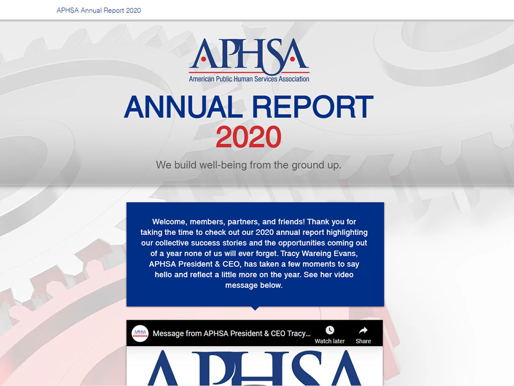 APHSA's Annual Report Website